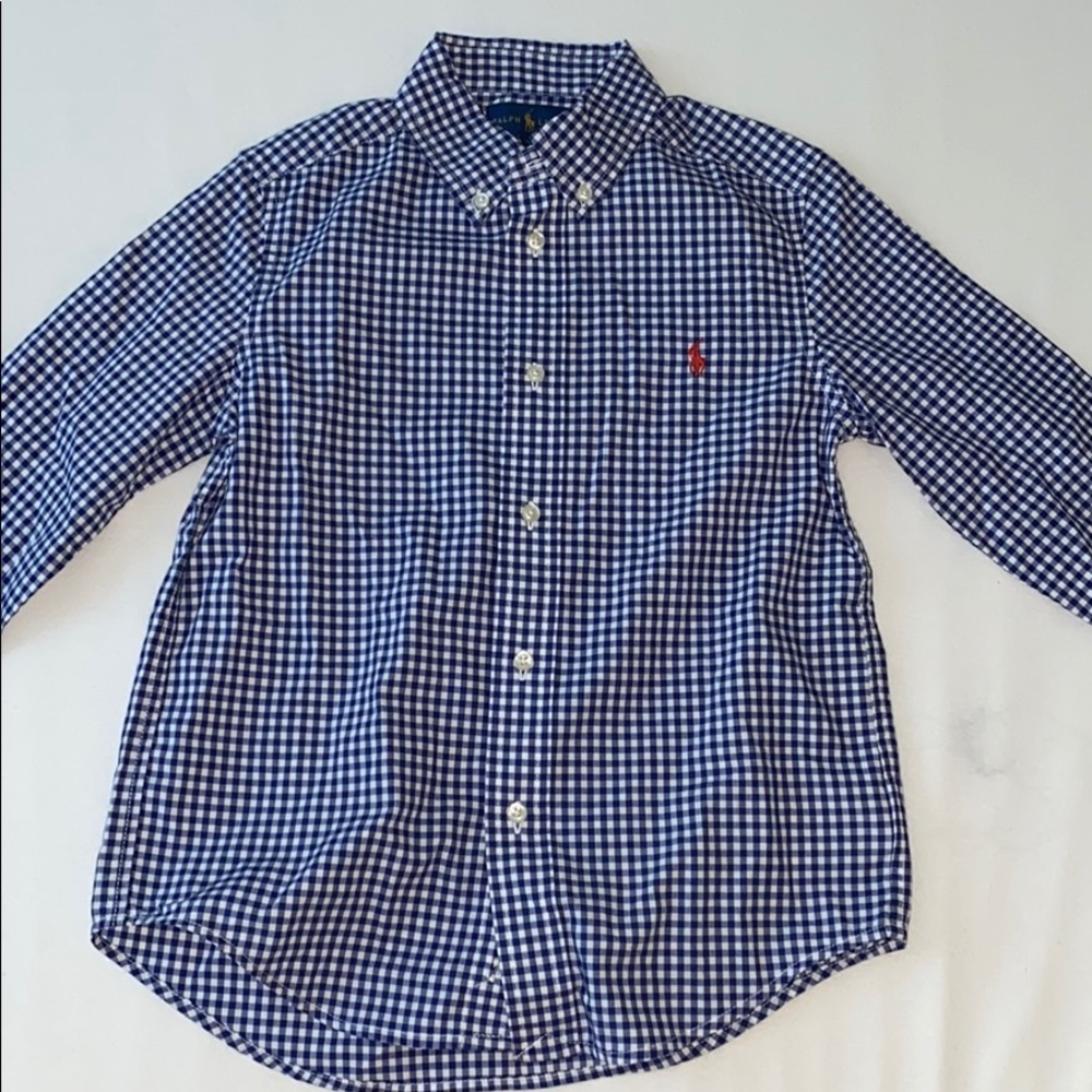 Kids Polo plaid button up long sleeve